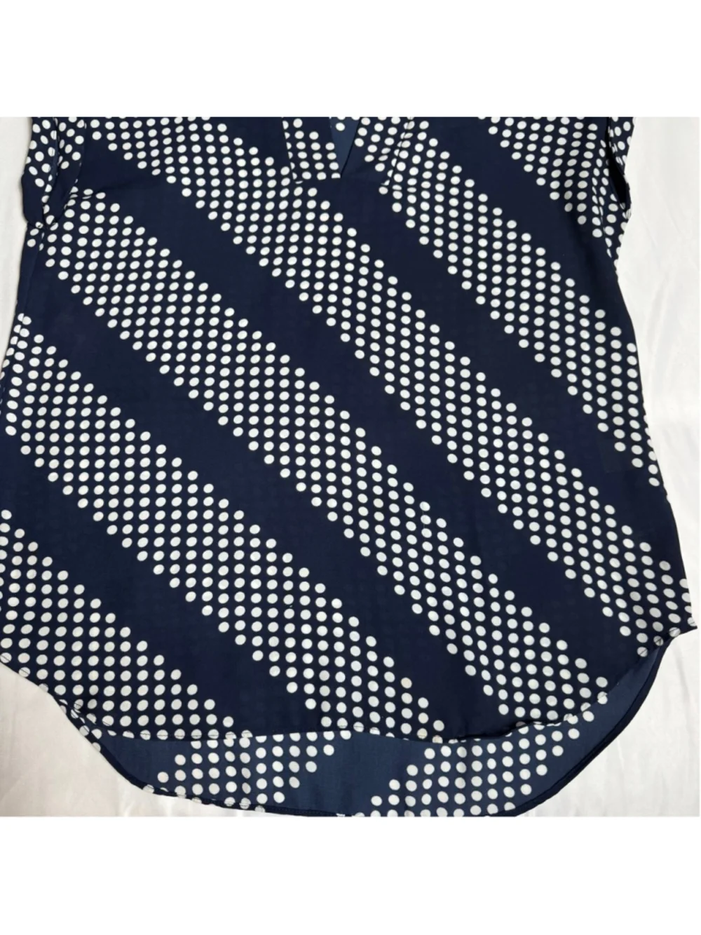 Women's 7th Avenue Design Studio Navy & White Polka Dot Blouse XS